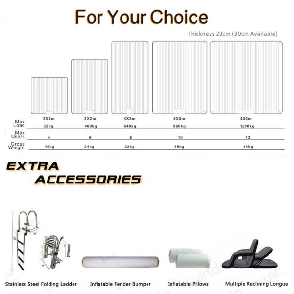 Custom Made 3x1m Inflatable Floating Boat Dock Wood Color