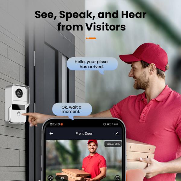 166° Angle View All Black/Silver WIFI Video Doorbell 8 Month Stand by H.264 Coded Format