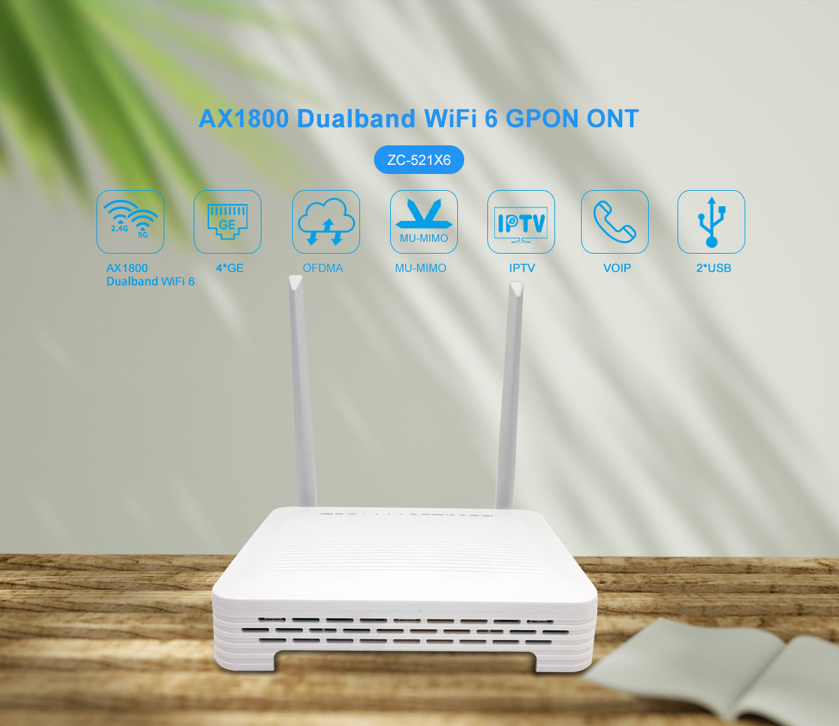 WiFi6 AX1800 GPON ONU Router Dual Band Modem Same Function As EG8145X6