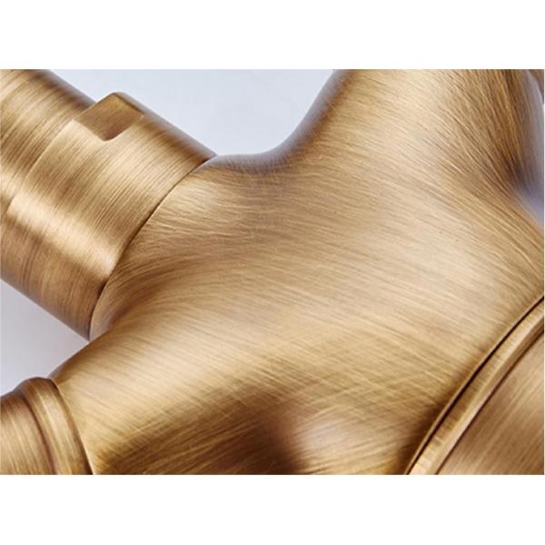 Multilayer Plating Brushed Brass Bathroom Faucet Tap Retro Style Double Control