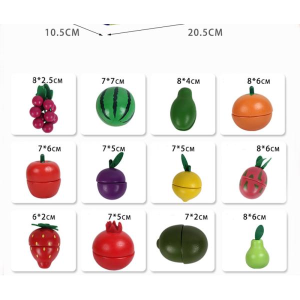 Magnetic 10.5cm Wooden Fruit Cutting Set Wooden Fruit Basket Toy