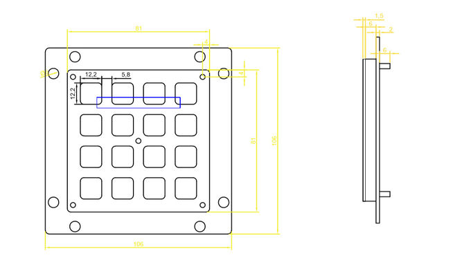 Laser Printing 4x4 Matrix Keyboard , Metal Mechanical Keyboard No Rust Risk