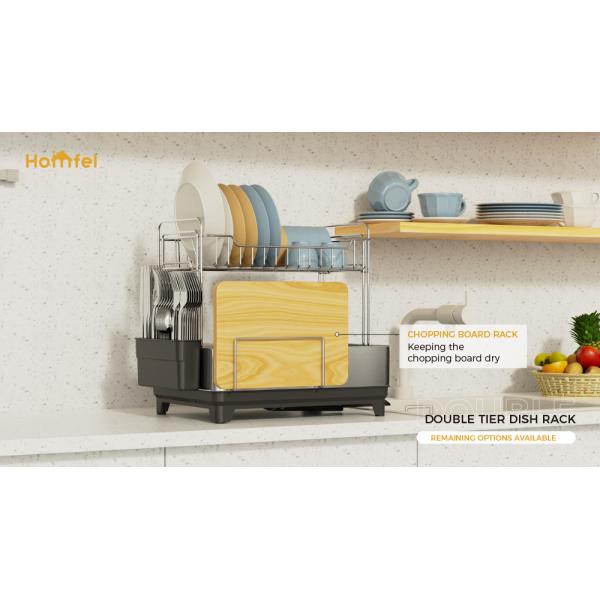 Multifunctional Kitchen Folding Dish Rack , Stainless Steel Dish Drainer and Organizer