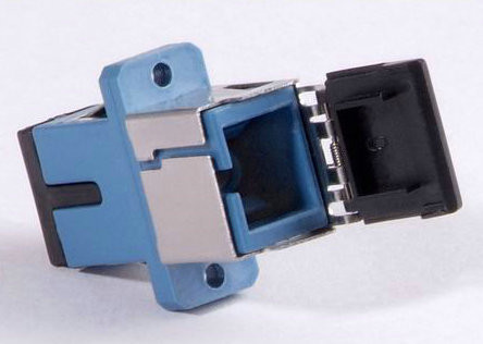 Single Mode Fiber SC Adapter , Flange Adapters With Retractable Metal Outer Shutter