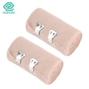 China Skin Colored Medical Dressing Tape Gauze Tape High Elastic Compression Bandage With Clips on sale