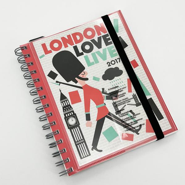 Customized Plastic Wire Journal Book Printing With Sticker Gloss lamination