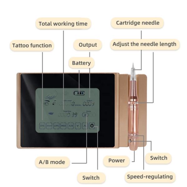 Gold Color Wireless Permanent Makeup Tattoo Kit With LCD Screen