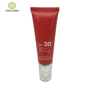 China Diameter 30 MM Airless Cosmetic Tubes Silver UV Pump Acrylic Cap For Sunscreen on sale