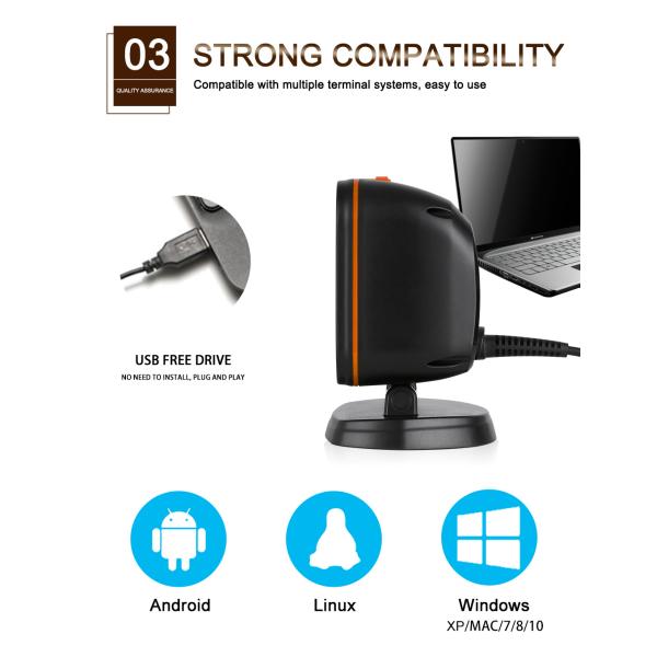 PS80H Pos Printer Scanner High Performance Desktop Barcode Reader 2d Qr Code Reader Barcode Scanner