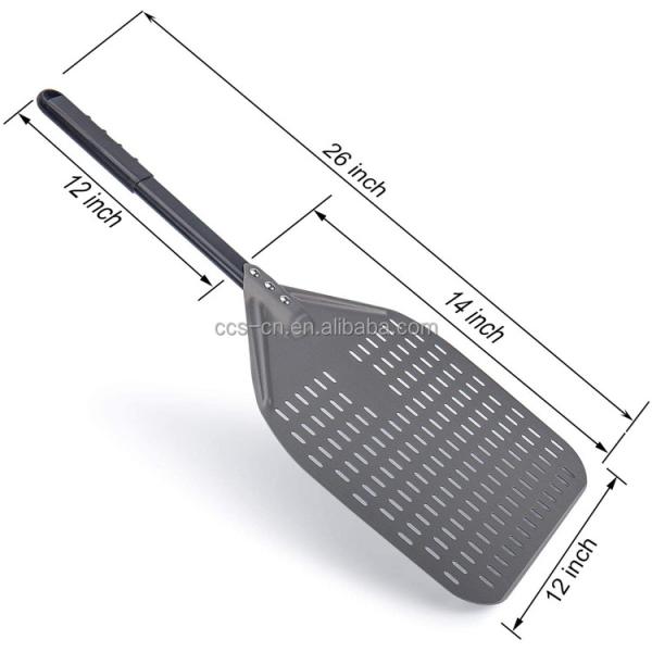 66cm Hard Anodized Aluminum Pizza Shovel 12 Inch Silver Alumina Perforated Pizza Peel