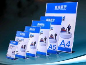 China Customized L shape clear Acrylic menu display holder table tent on sale