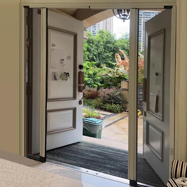 Aluminium Profiles Trackless Sliding Patio Screen Door Black