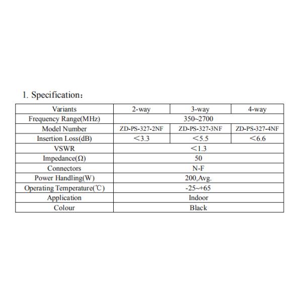 350-2700MHz Power Divider Splitter With N Connectors 2/3/4 Way Cavity Power Splitter / Divider
