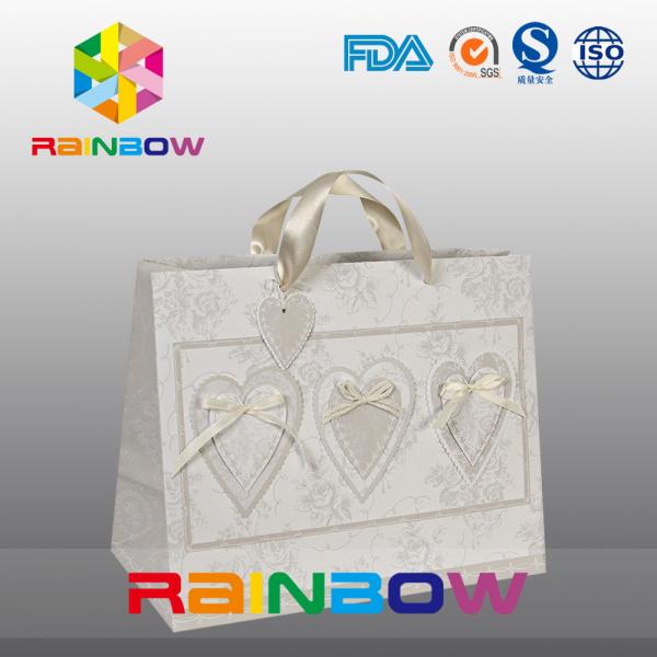 Quality Unique Design White / Red Custom Printed Paper Bags With Handle for sale