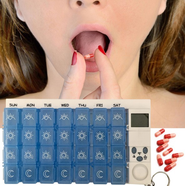 Digital 7days pill reminder pill box case timer w/ alarm electronic medicine Tools Pill Cases