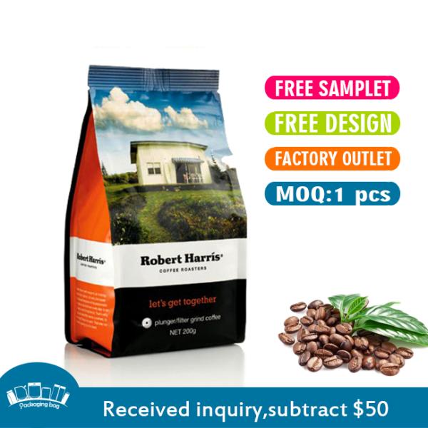 Eco Friendly Packaging 100% Compostable Biodegradable Wholesale Accept Custom Empty Resealable Aluminum Flat Bottom Coffee Bag