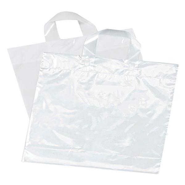 Quality Solid Color Custom Logo Reusable Shopping Bags , Plastic Soft Loop Handle Bag for sale