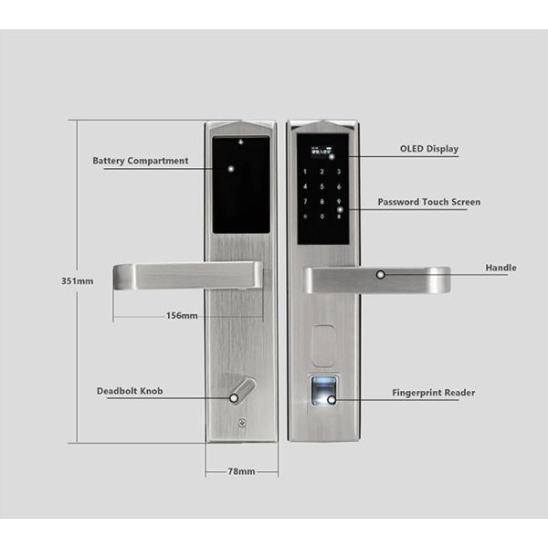 Wood Door Electronic Door Locks Fingerprint Security System Long Battery Life Span