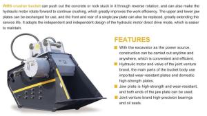 Wholesale Crusher Bucket Jaw Excavator Attachment Rock WMS Crusher Bucket from china suppliers