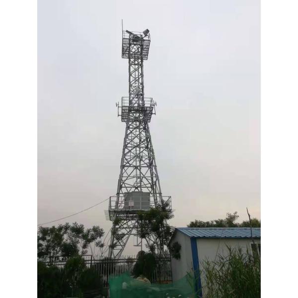 Prefabricated Steel Tube Observation Tower With Steel Platform Lightning Rod Antenna for Telecommunication Overlook