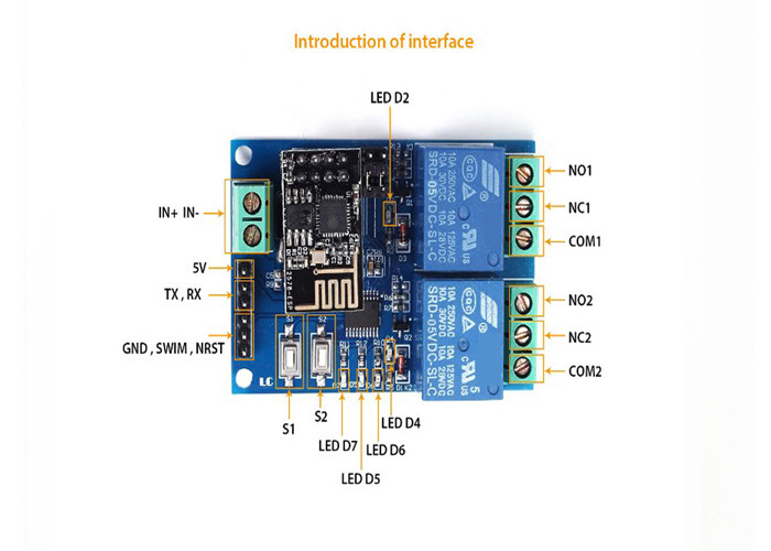 ESP8266 5V Dual WiFi Relay Module , IOT Smart Phone App Controlled Relay