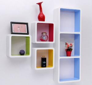 China Paint Finished Wooden Retail Display Cabinets Wall Hanging Cubes Countertop on sale
