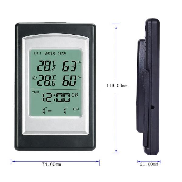 Quality 120*75*21mm Multi Function Display Clock With Wireless Temperature And Humidity Meter for sale