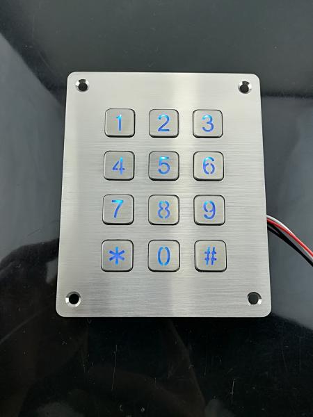 Quality Panel mounted metal numeric keypad with 12 flush keys for sale