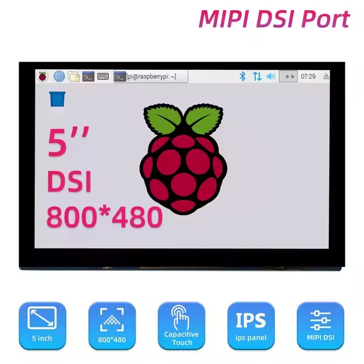 7 Inch 800*480 MIPI-DSI IPS LCD Display Capacitive Touch Screen Module for Raspberry Pi