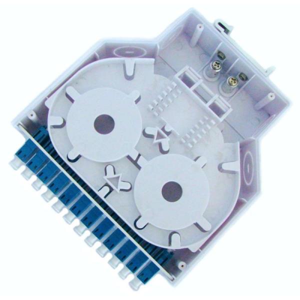 Abs Plastic Din Rail Mount Optical Fiber Terminal Box 12 Adapters Lc/Upc Simplex