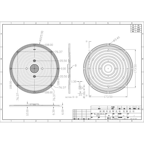 Փ184 High Bay Light Lens Convenient Installation Waterproof