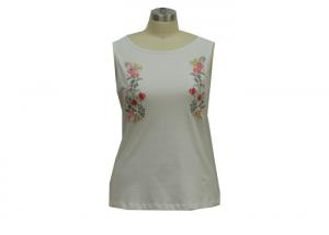 Wholesale Cotton Jersey Embroidery Ladies Tank Tops Crew Neck Camisole OEM / ODM from china suppliers
