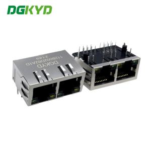 China Low Profile 1x2 Cat6 RJ45 Multiple Port Connectors DGKYD112B002DB2A1D on sale