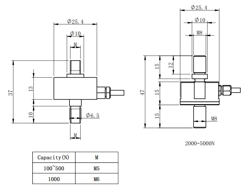 2mv/V Tension Compression Force Sensor
