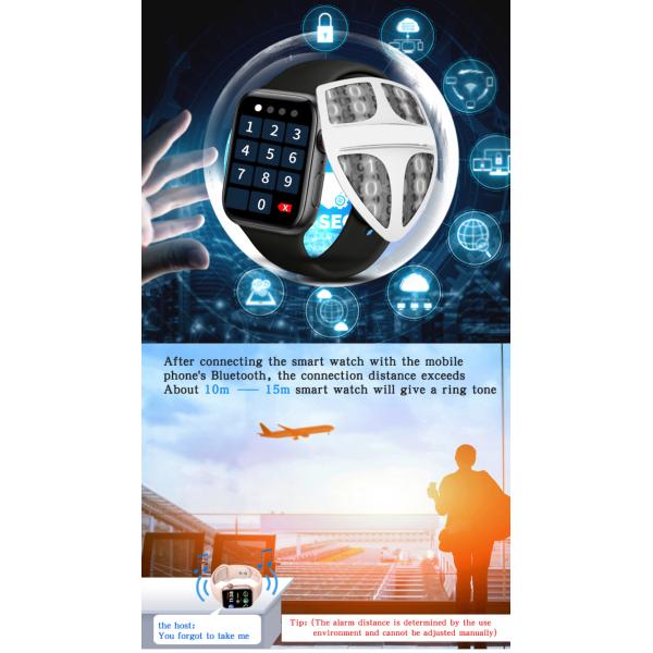 Silica Gel 1.75 Inch Touch Screen Smartwatch 170mAh Rechargeable