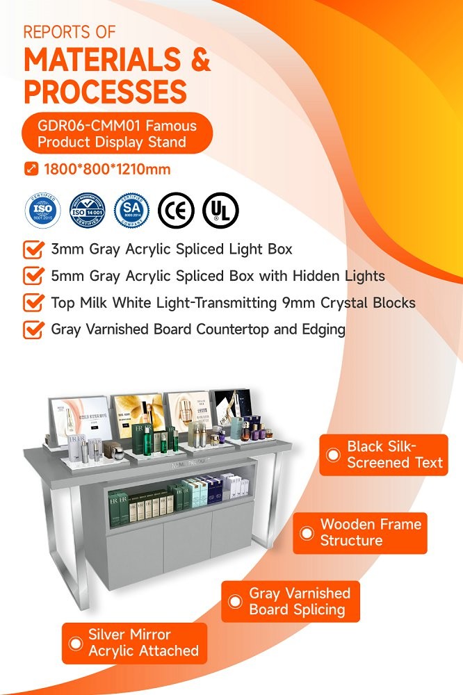 GDR06-CMM01 Beauty Display Stand with Compartmentalized Display Space and Luxurious Style for Mall Promotion Area