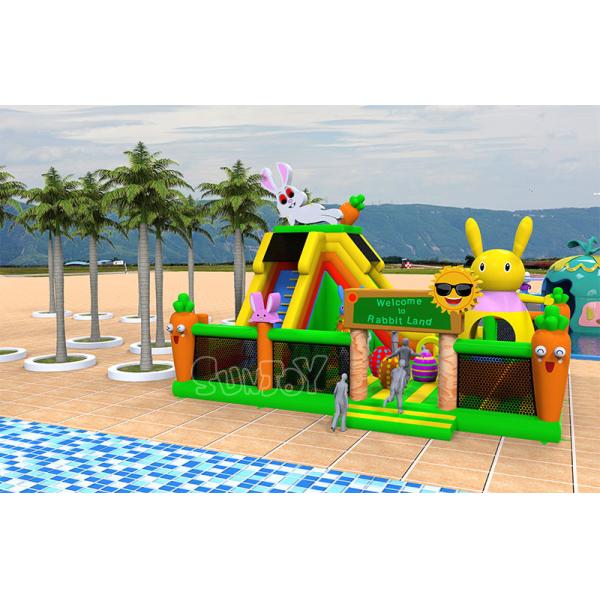 Custom Rabbit Land Cartoon Theme Inflatable Bouncy Climbing Castle