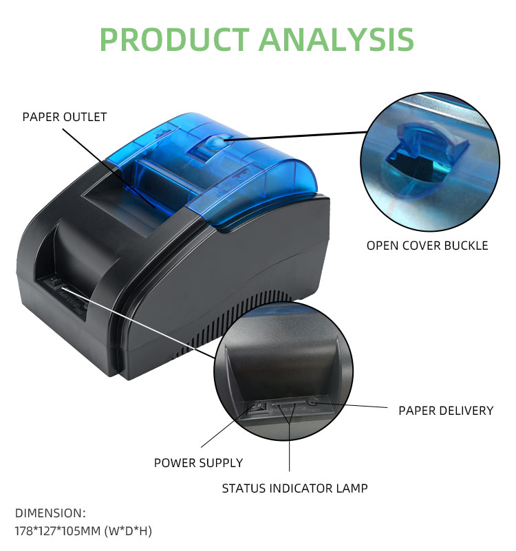 Maximum Roll Diameter 50mm Customization Wireless 9v Thermal Airless Font Printer