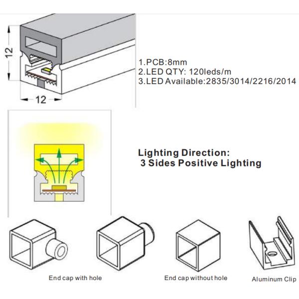 Waterproof Flat Shape LED Flexible Tube Lights Low Energy Easy Installing