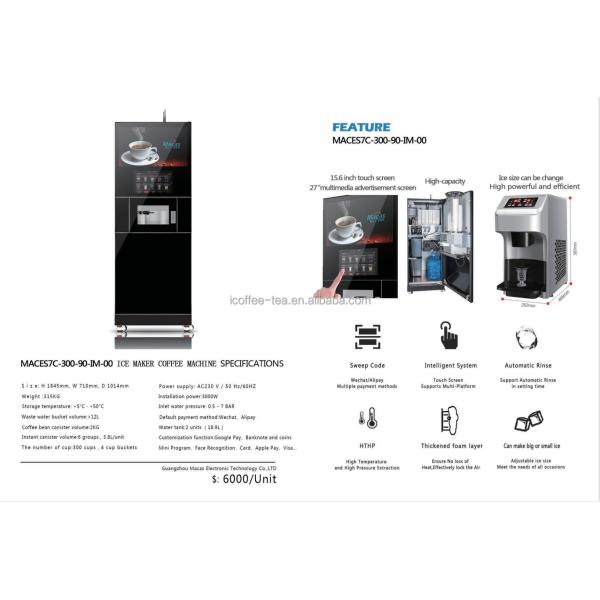 OEM Commercial Coffee Vending Machine Electrostatic Ice Coffee Vending Machine