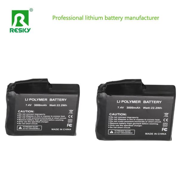 1S1P Heated Lithium Battery 3.7V 3000mAh Li-ion Power Battery For Heated Hat