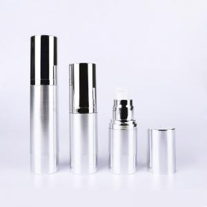 China Silver Airless Cosmetic Bottles 10ml - 30ml Aluminum Multiple Capacity Lotion Bottle Pump on sale