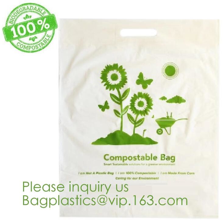100% Eco-friendly Material Certified PLA Compostable Bag,Corn Starch T Shirt Bag Meet EN13432 BPI Biodegradable And Comp