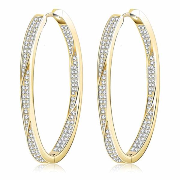 New Fashion S925 Jewelry Party Gift Custom CZ Huggie Gold Hoop Earrings For