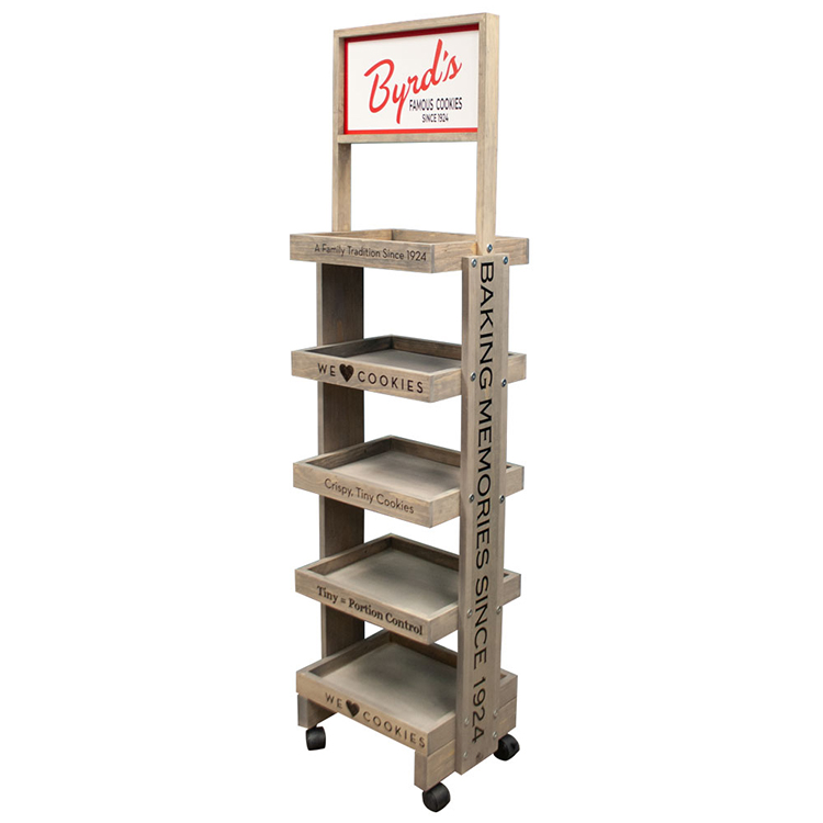 Retail Store Bread Display Stand Floor Standing Display Unit With Custom Logo