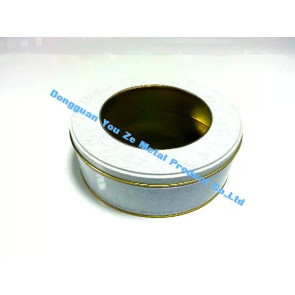 Promotional Round Tin Boxes Wholesale Cookie Gift Tins Clear Window Tin Case