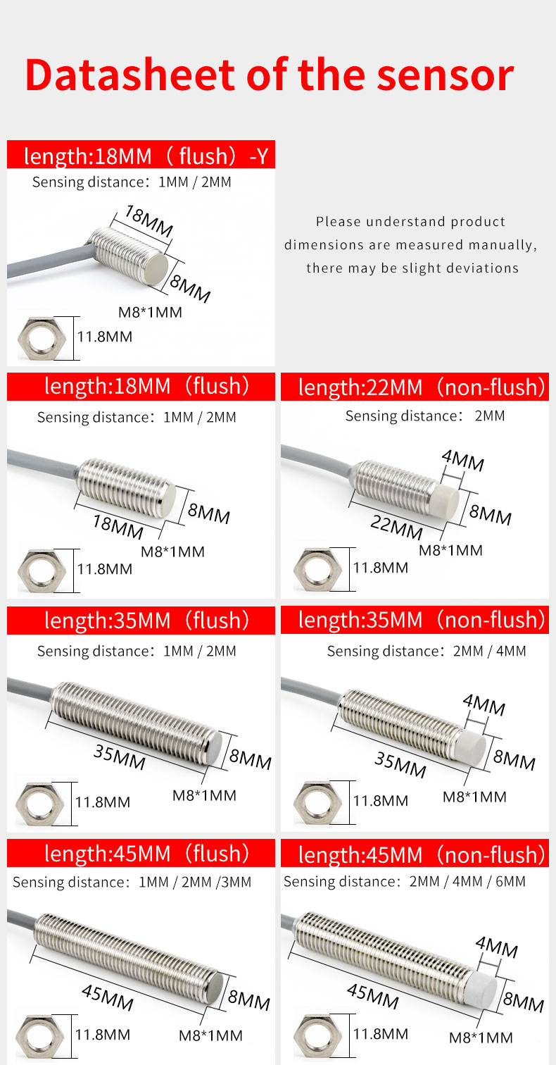 M8 Series Inductive Proximity Switch Sensor Waterproof Shockproof IP67