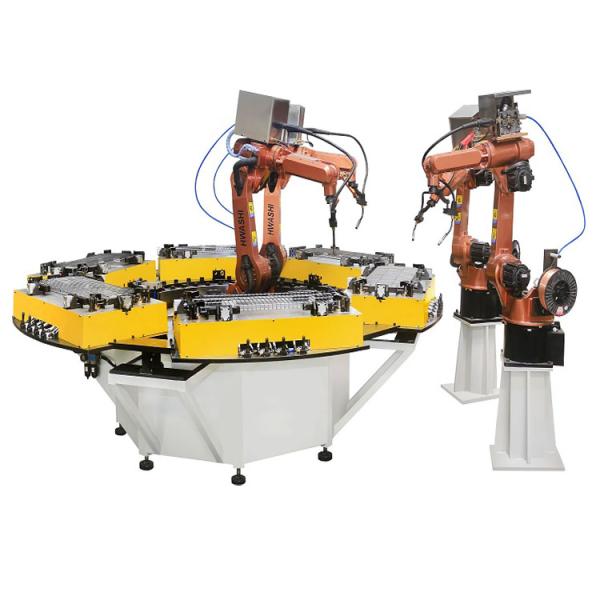 Hwashi Automatic MIG TIG Welding Robot With Rotating Station For Storage Rack Corner