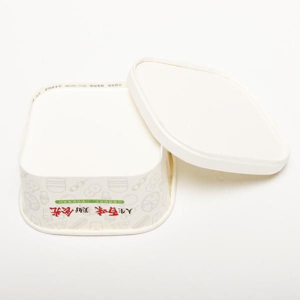 Custom Kraft Square Paper Bowl With Lids 1000ml Disposable Salad Container