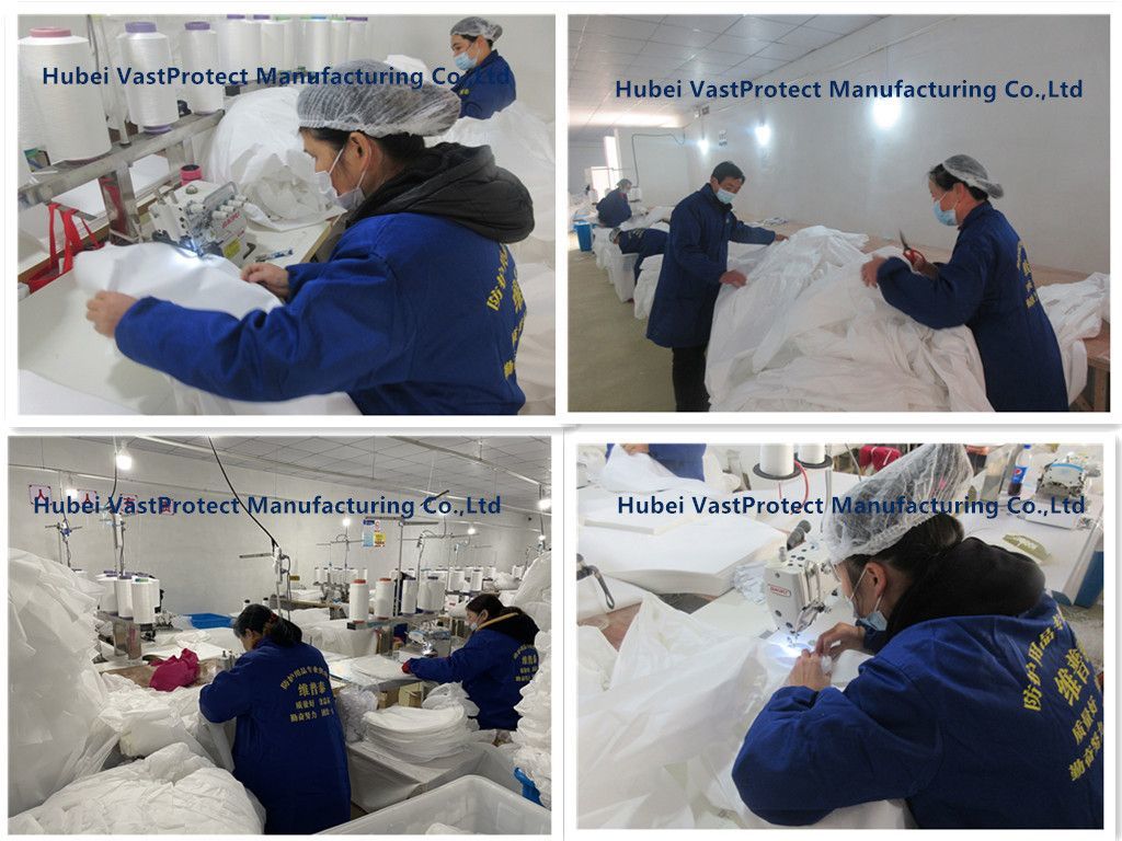 Unisex PPE Robes Disposable White Polypropylene Work Gowns Sf Lab Coats with Waterproof Micro-Porous Film, Hook &amp; Loop Fasteners, Elastic Wrists